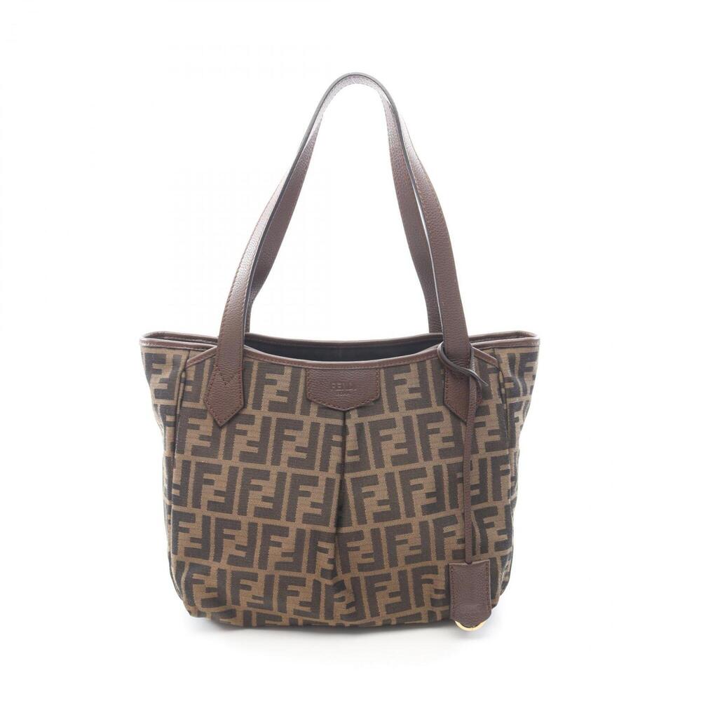 Fendi Zucca Tote Bag Handbag Canvas Leather Women's Brown 8BH268 - Picture 1 of 8